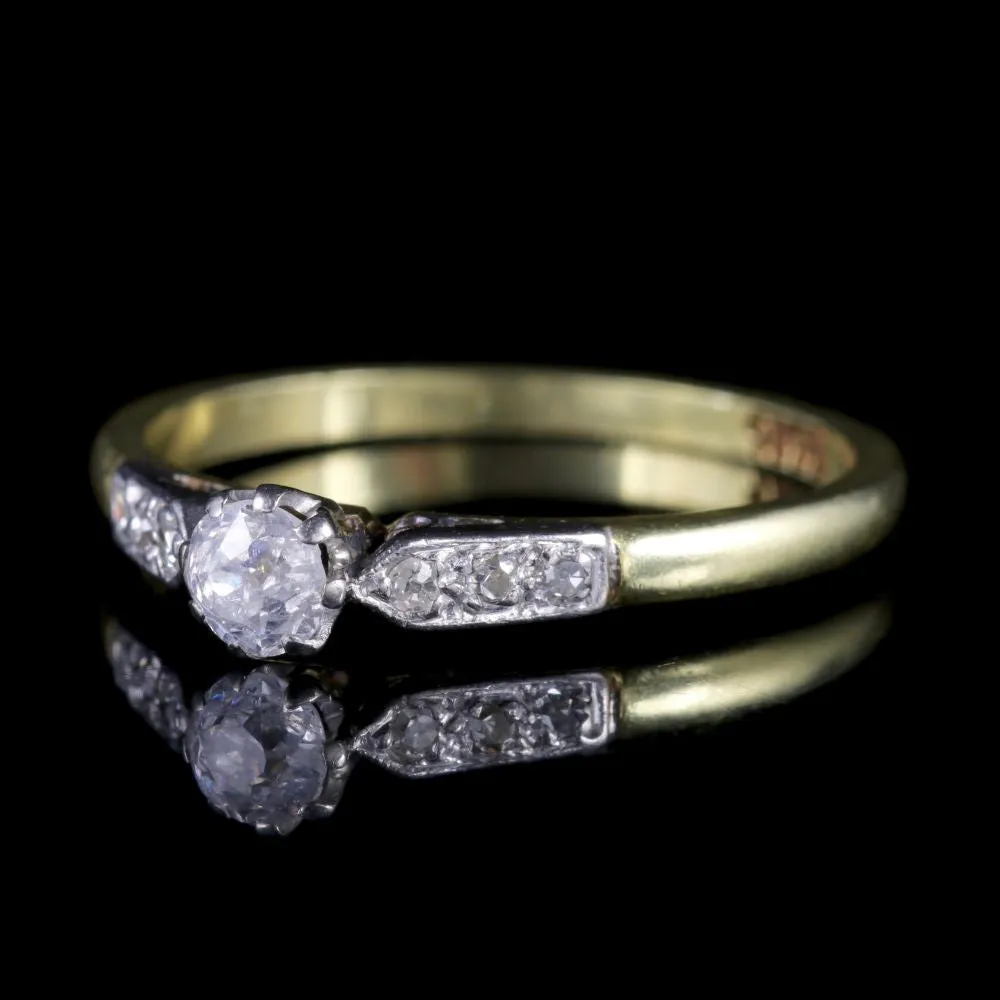 Antique Edwardian Diamond Ring 18Ct Gold Engagement Ring Circa 1915