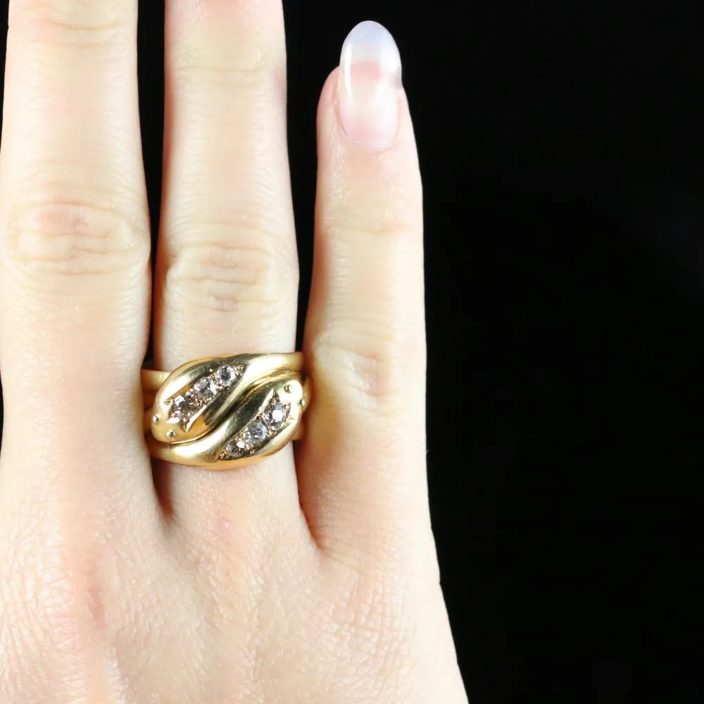 Antique Edwardian Diamond Snake Ring 18Ct Gold Dated Chester 1915