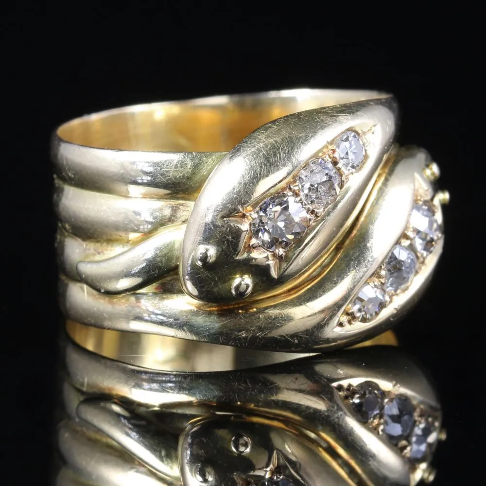 Antique Edwardian Diamond Snake Ring 18Ct Gold Dated Chester 1915