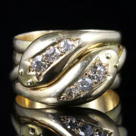 Antique Edwardian Diamond Snake Ring 18Ct Gold Dated Chester 1915