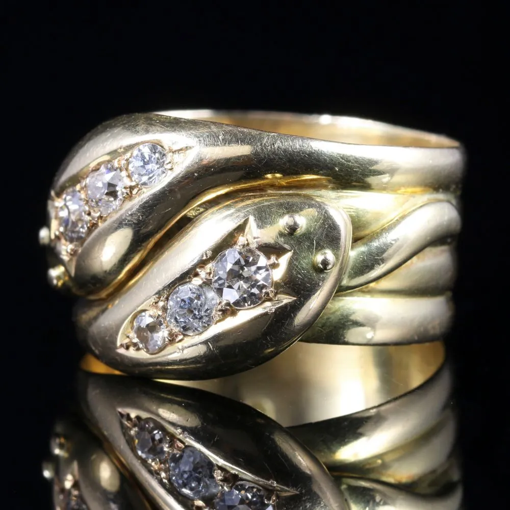 Antique Edwardian Diamond Snake Ring 18Ct Gold Dated Chester 1915