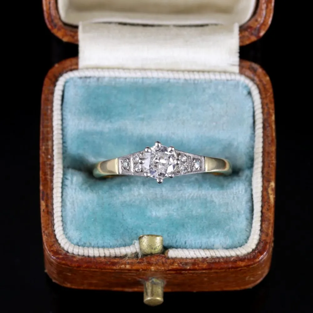 Antique Edwardian Diamond Solitaire Ring 18Ct Plat Circa 1915