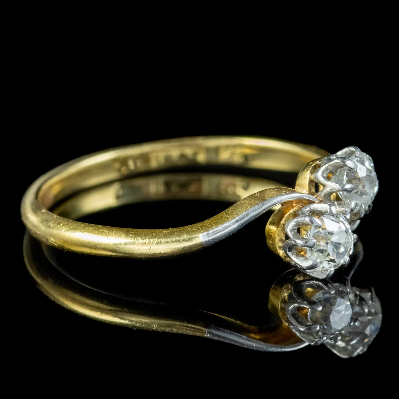 Antique Edwardian Diamond Toi Et Moi Twist Ring 0.40ct Of Diamond
