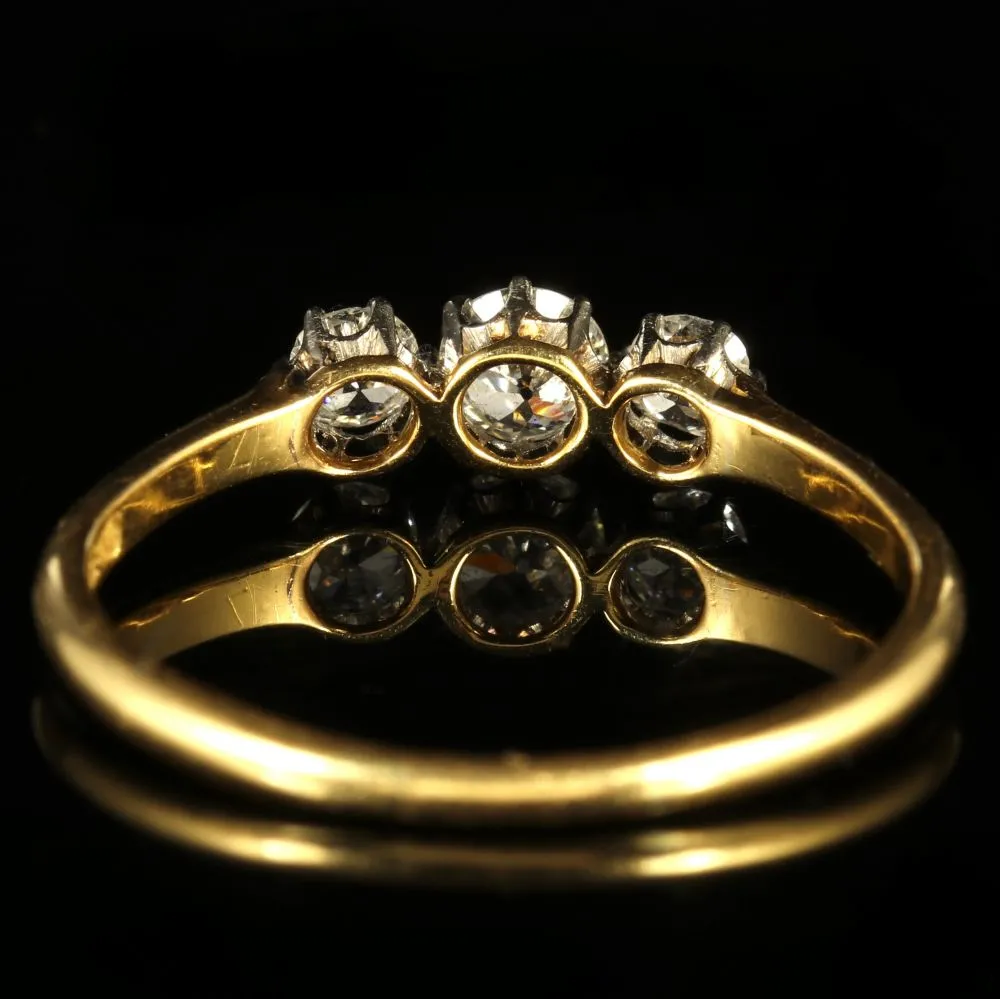 Antique Edwardian Diamond Trilogy Ring 18Ct Gold Circa 1910 Engagement Ring