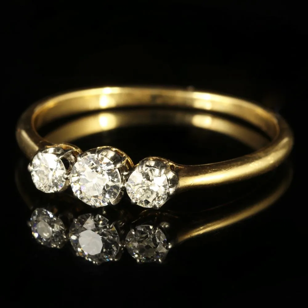 Antique Edwardian Diamond Trilogy Ring 18Ct Gold Circa 1910 Engagement Ring