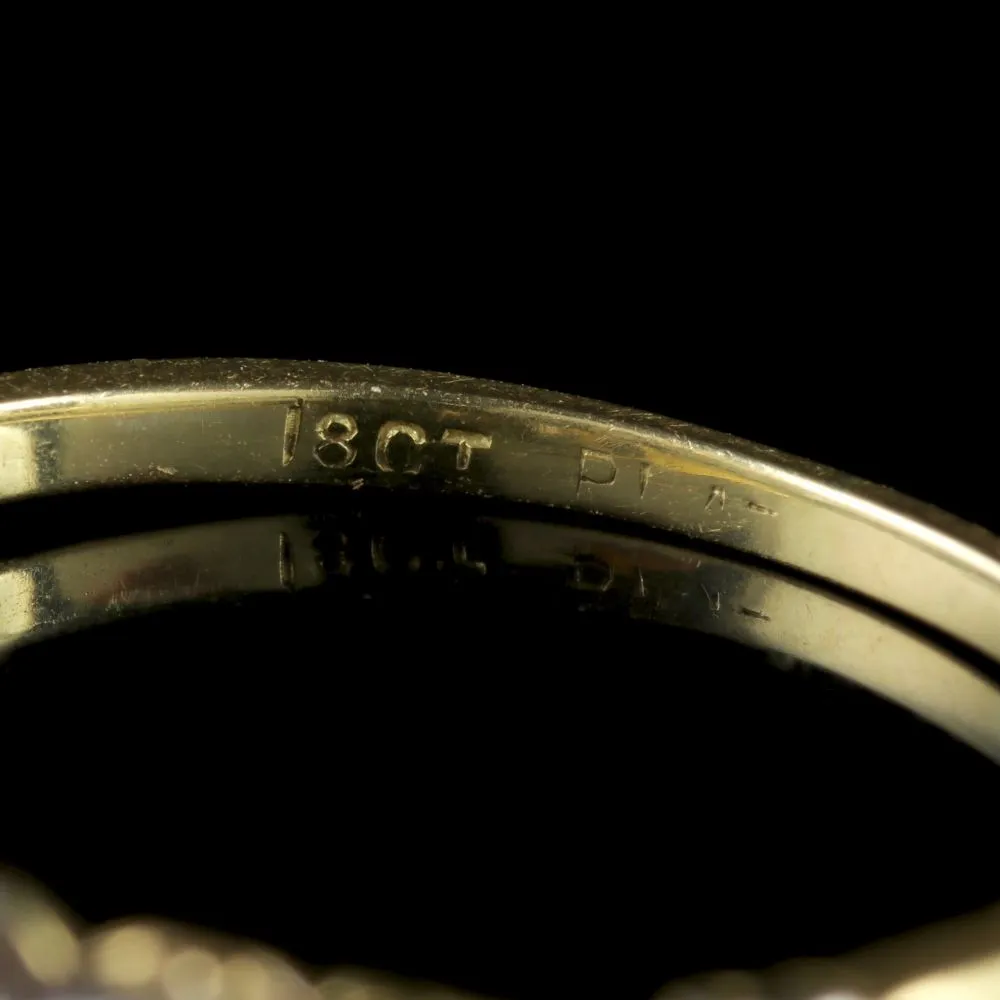 Antique Edwardian Diamond Trilogy Ring 18Ct Gold Platinum Circa 1910