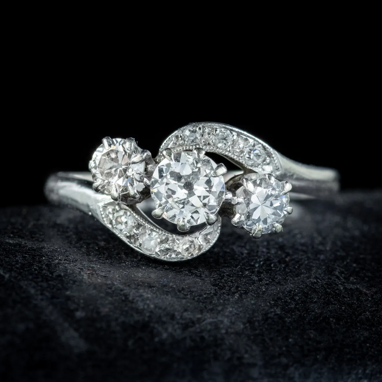 Antique Edwardian Diamond Trilogy Twist Ring Circa 1910