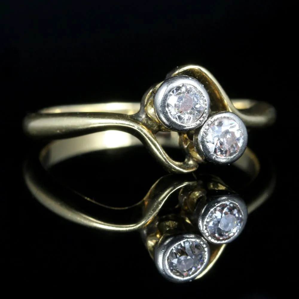 Antique Edwardian Diamond Twist Ring Circa 1915 18Ct Gold