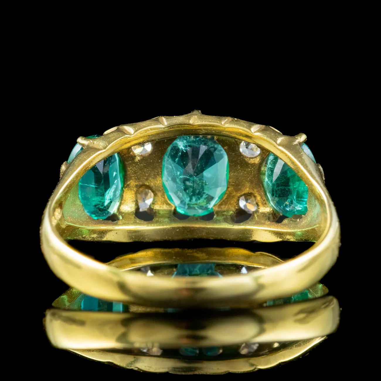 Antique Edwardian Emerald Diamond Cluster Ring 1.5ct Emerald