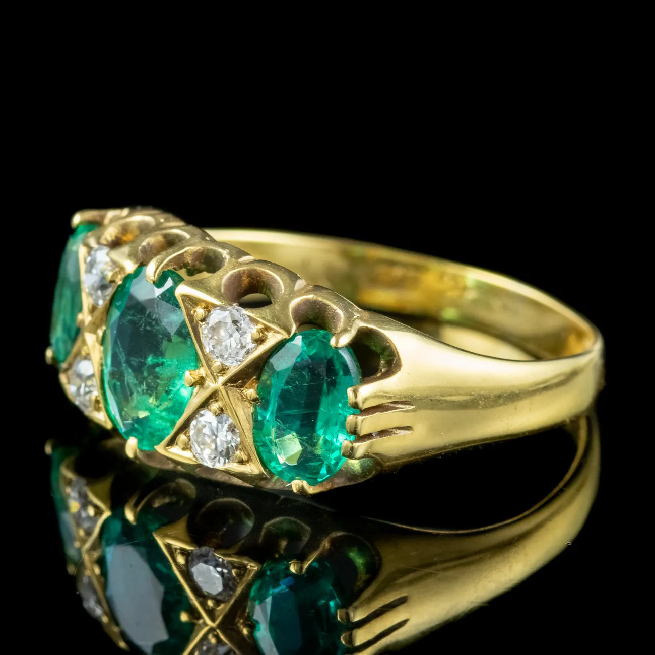 Antique Edwardian Emerald Diamond Cluster Ring 1.5ct Emerald