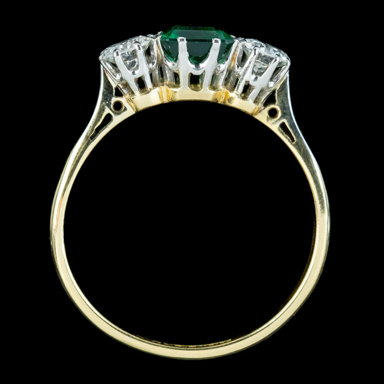 Antique Edwardian Emerald Diamond Trilogy Ring 0.80ct Emerald