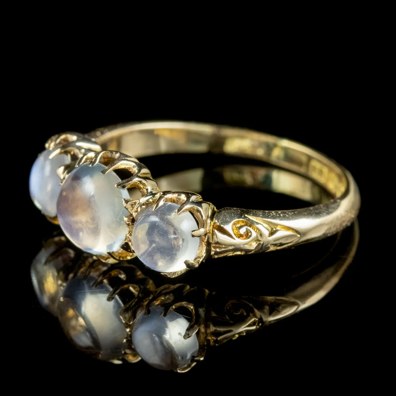 Antique Edwardian Moonstone Trilogy Ring Dated 1908