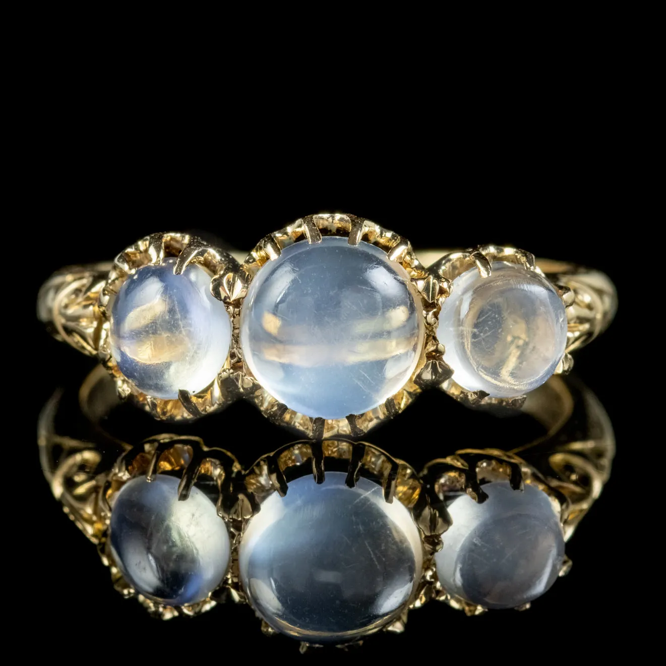 Antique Edwardian Moonstone Trilogy Ring Dated 1908