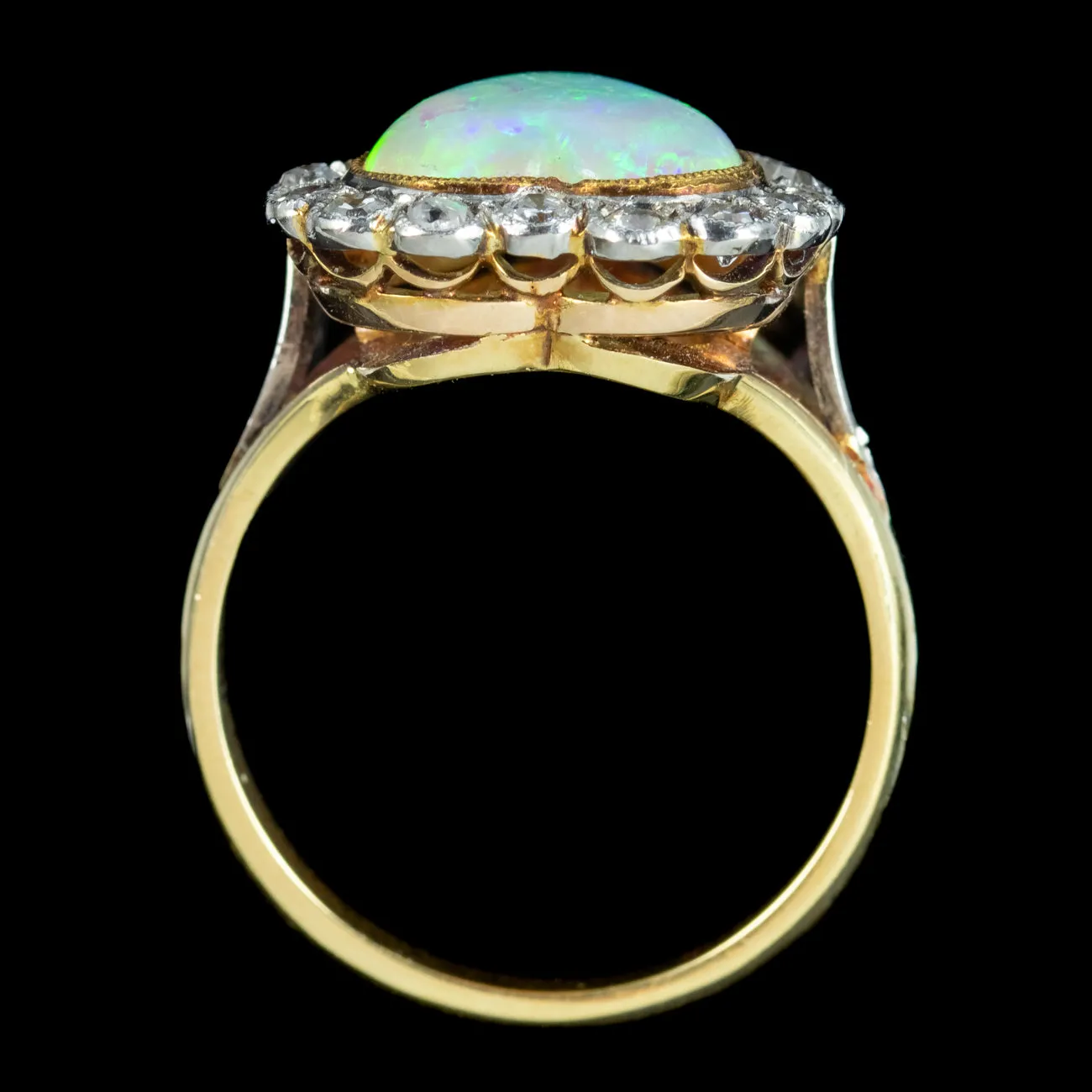 Antique Edwardian Opal Diamond Heart Ring 2.5ct Opal