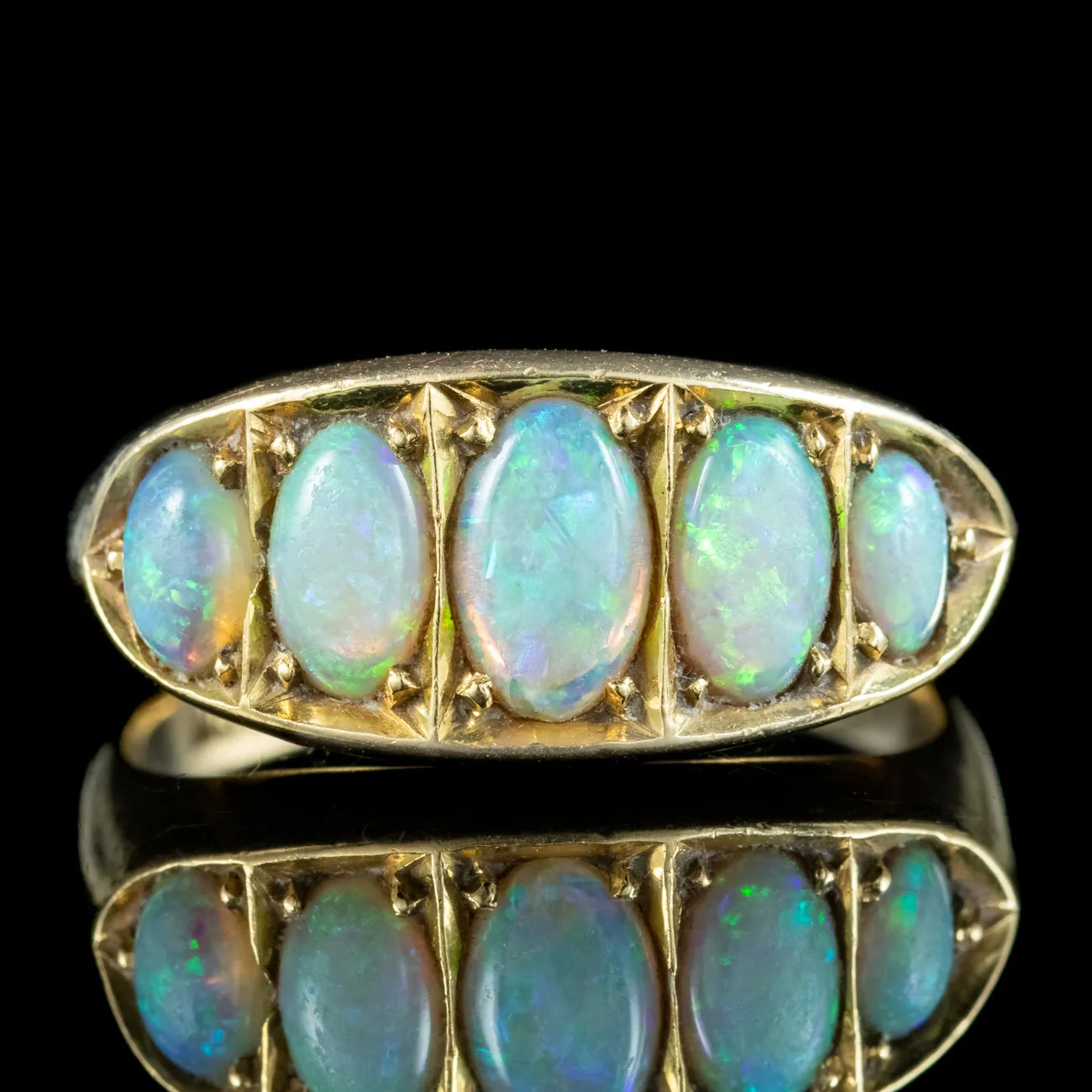 Antique Edwardian Opal Five Stone Ring 2.1ct Total Dated 1918