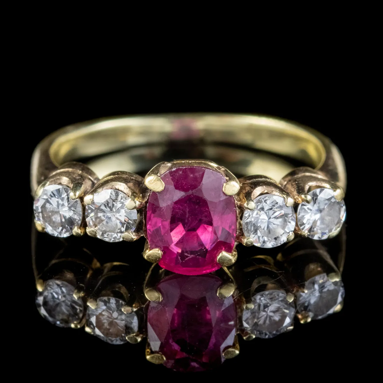 Antique Edwardian Ruby Diamond Ring 0.80ct Ruby Circa 1901