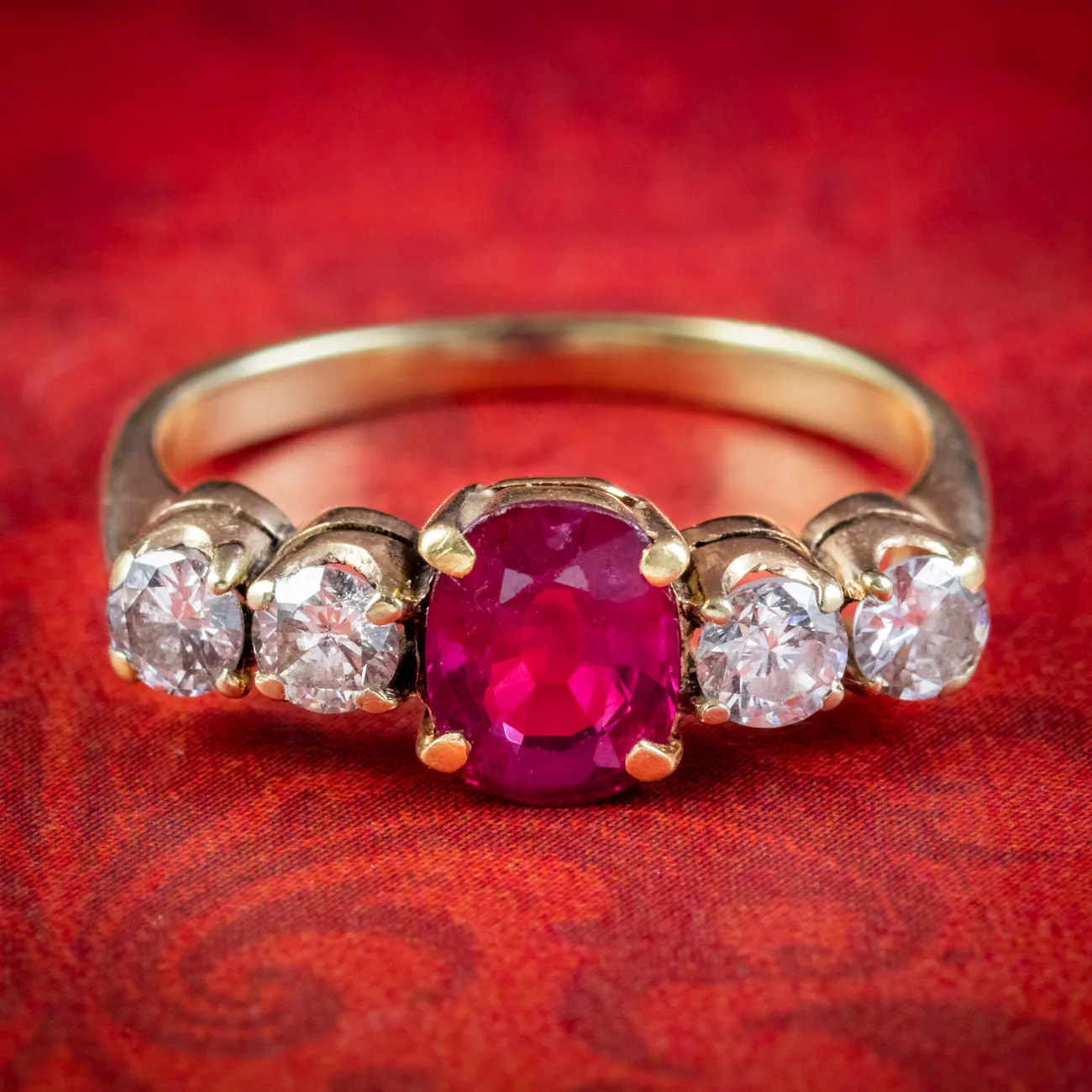 Antique Edwardian Ruby Diamond Ring 0.80ct Ruby Circa 1901