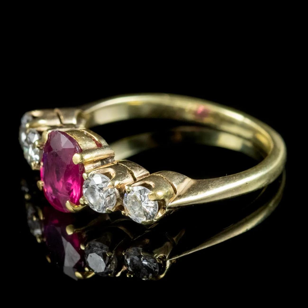 Antique Edwardian Ruby Diamond Ring 0.80ct Ruby Circa 1901