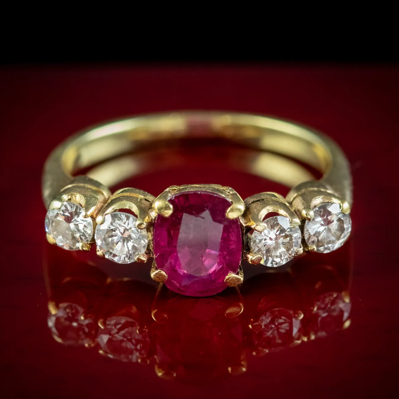 Antique Edwardian Ruby Diamond Ring 0.80ct Ruby Circa 1901