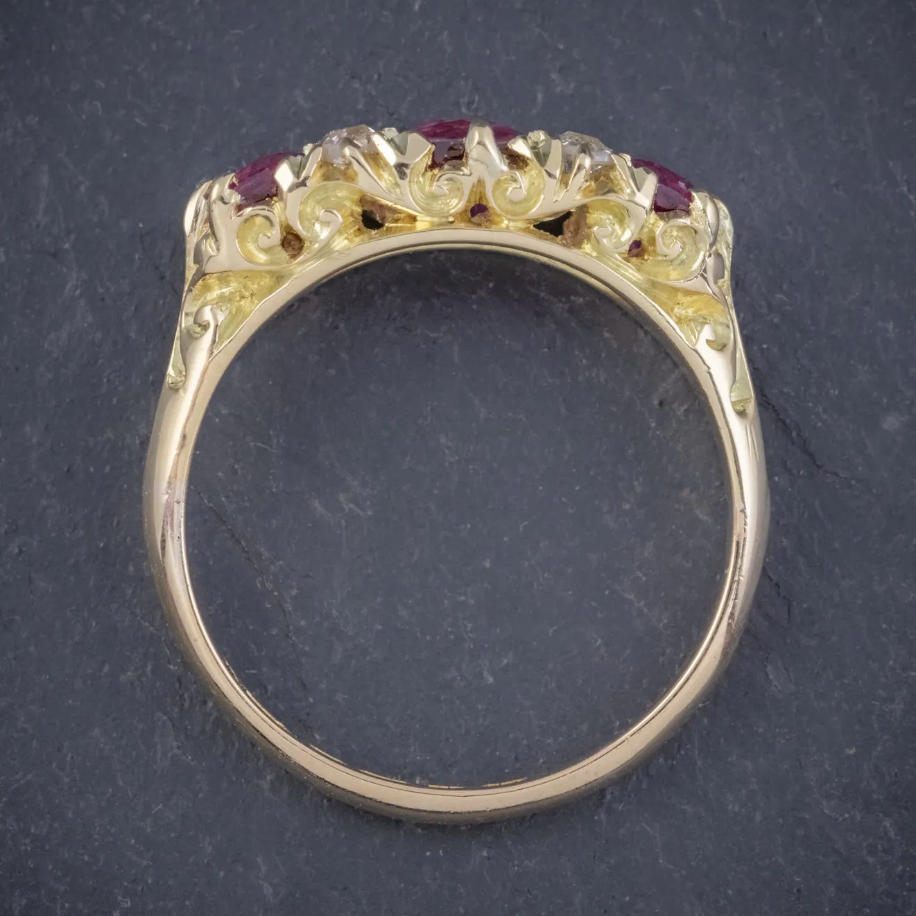 Antique Edwardian Ruby Diamond Ring 18Ct Gold 1.45Ct Rubies Dated 1915