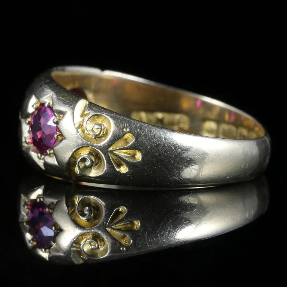 Antique Edwardian Ruby Diamond Ring Dated 1905