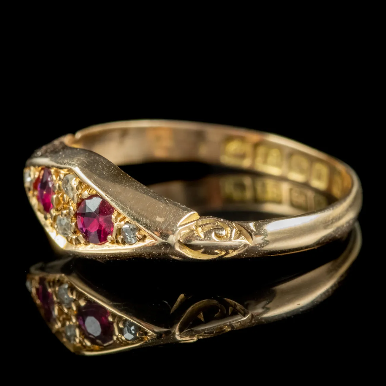 Antique Edwardian Ruby Diamond Ring Dated 1909