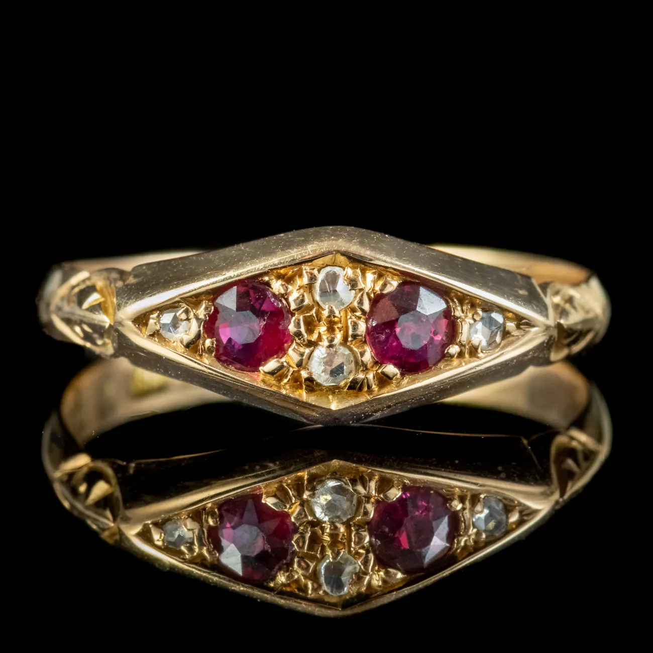 Antique Edwardian Ruby Diamond Ring Dated 1909