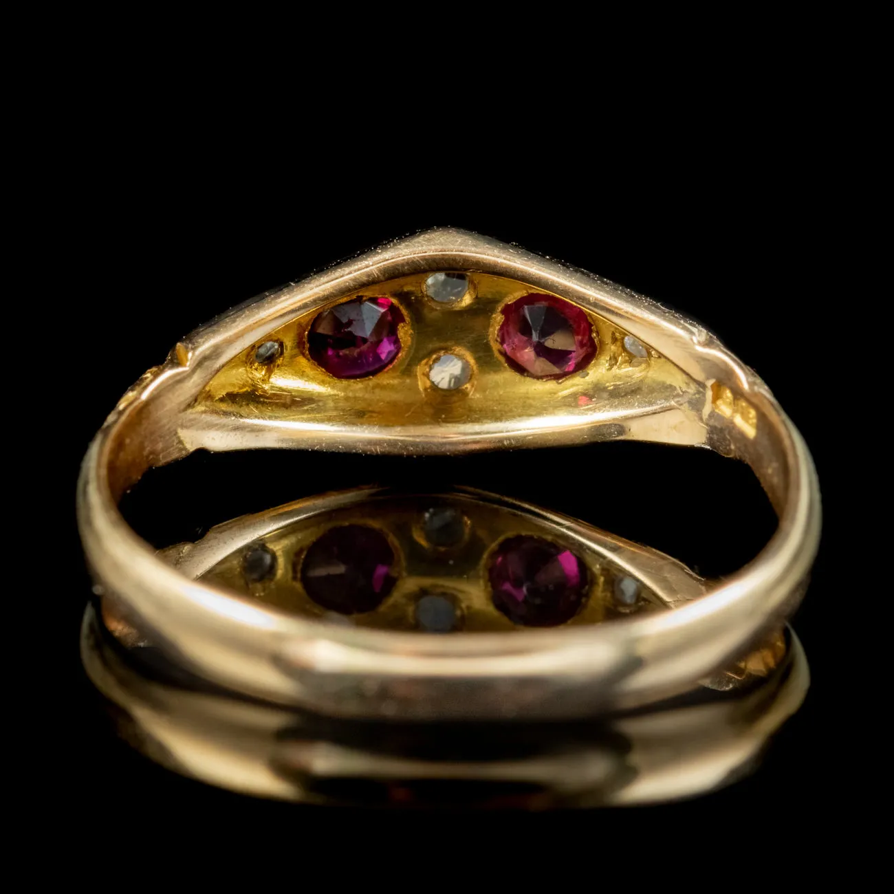 Antique Edwardian Ruby Diamond Ring Dated 1909