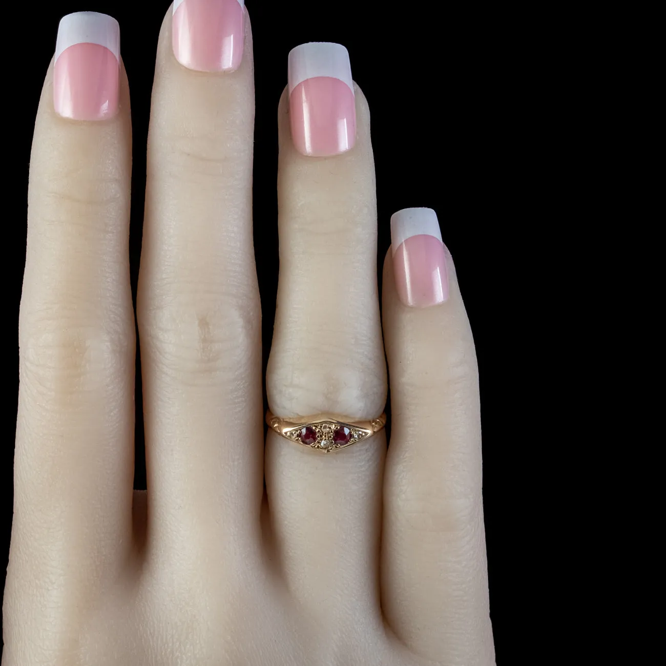 Antique Edwardian Ruby Diamond Ring Dated 1909