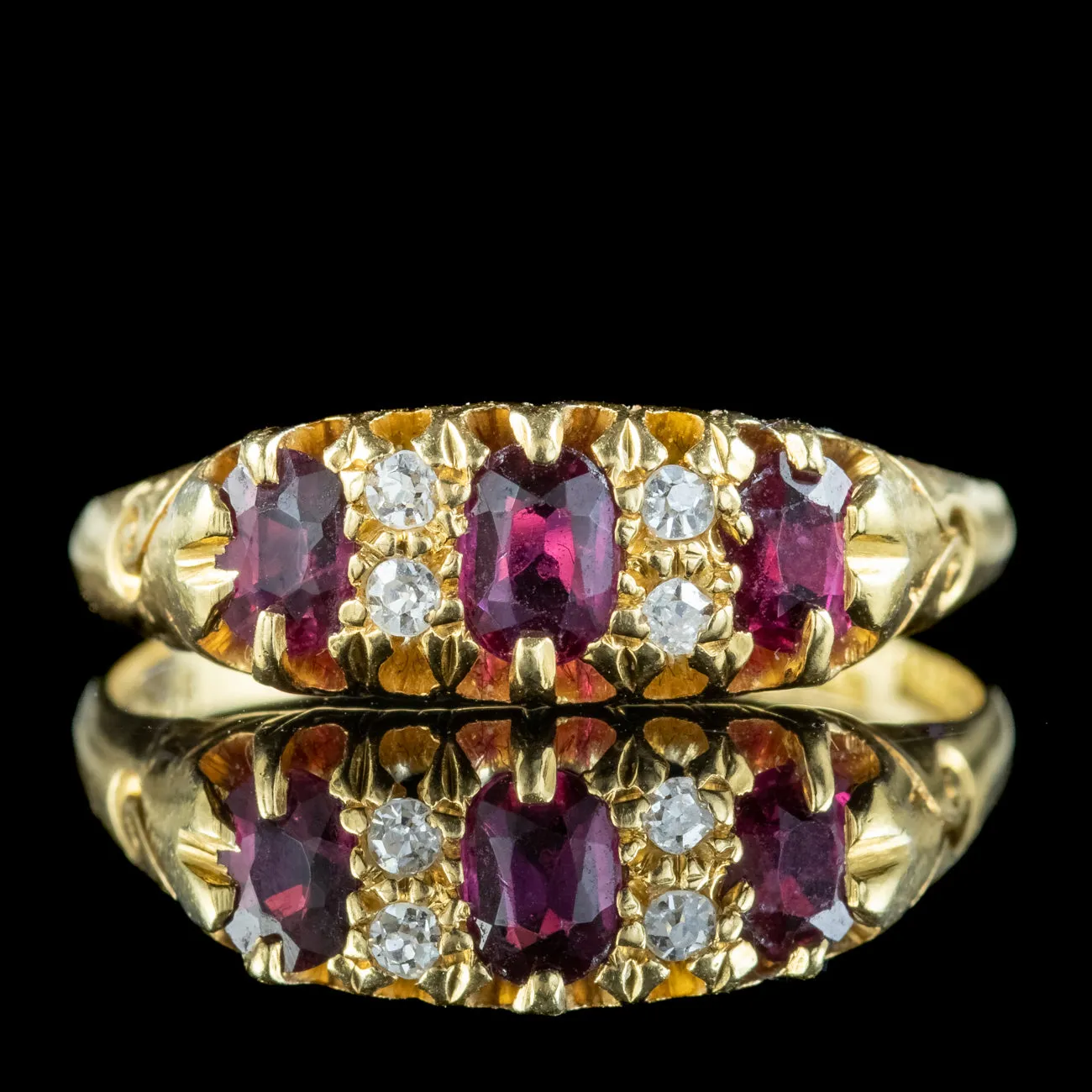 Antique Edwardian Ruby Diamond Ring Dated 1919