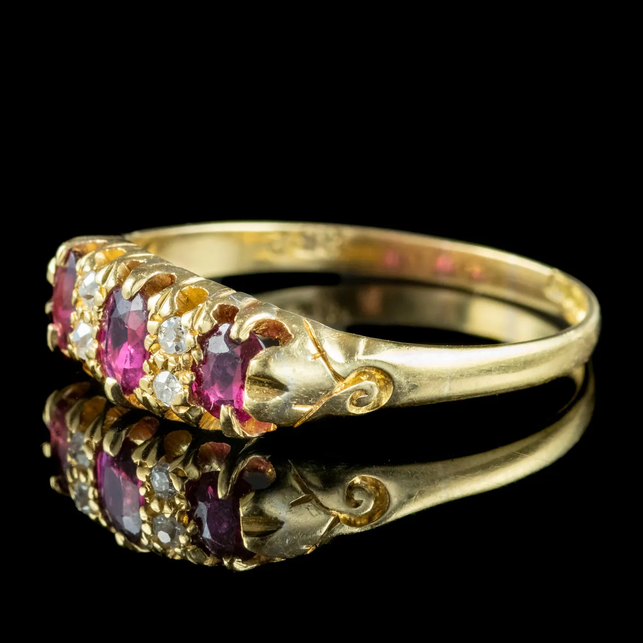 Antique Edwardian Ruby Diamond Ring Dated 1919