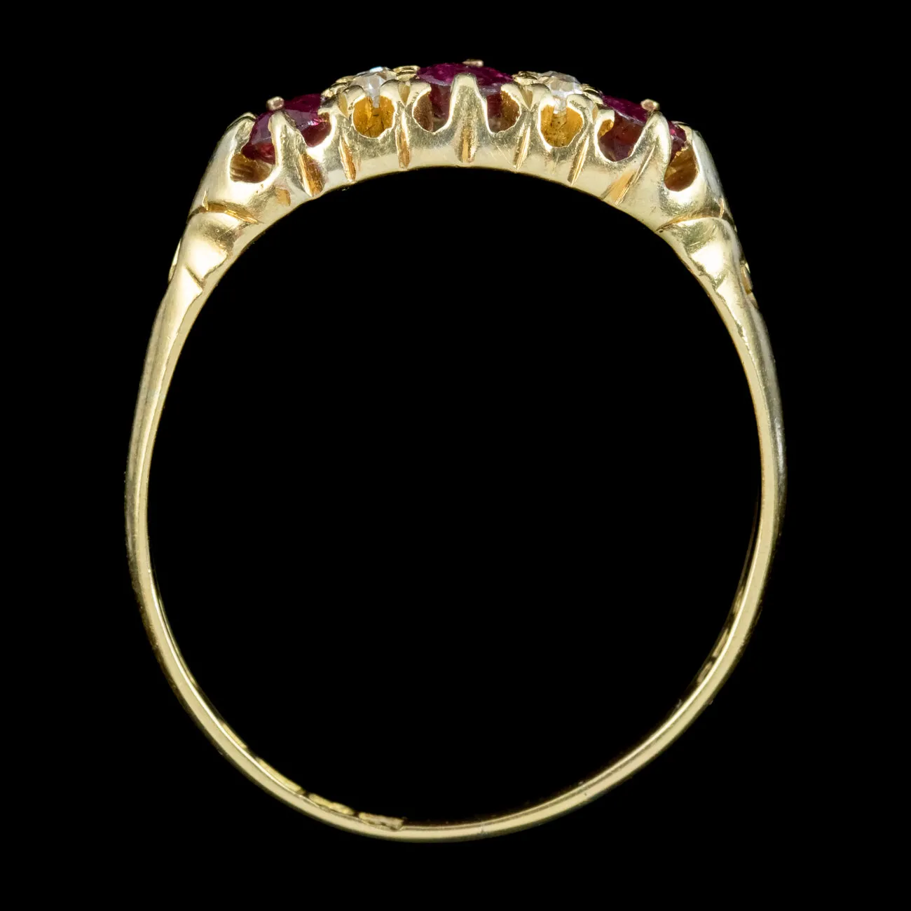 Antique Edwardian Ruby Diamond Ring Dated 1919