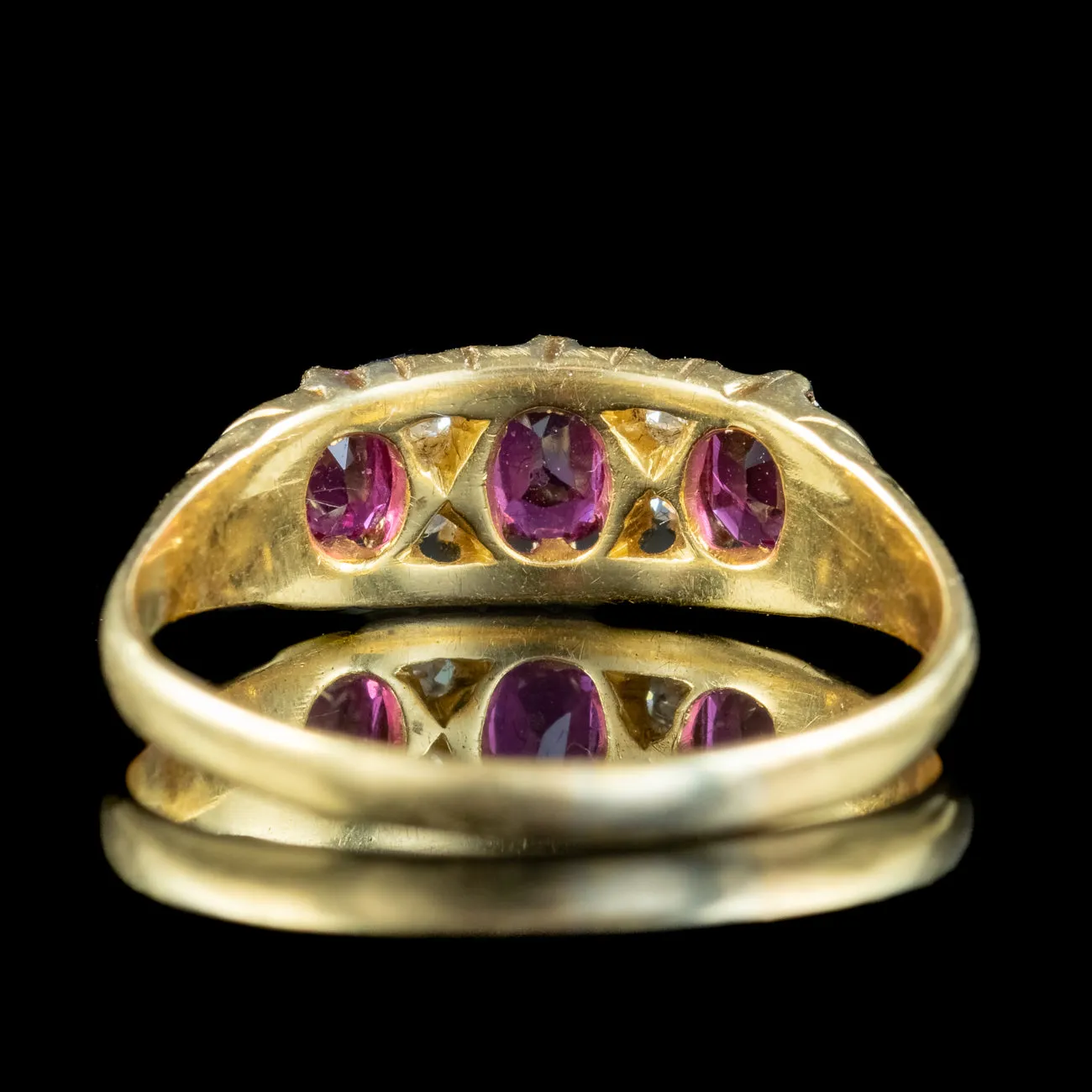 Antique Edwardian Ruby Diamond Ring Dated 1919