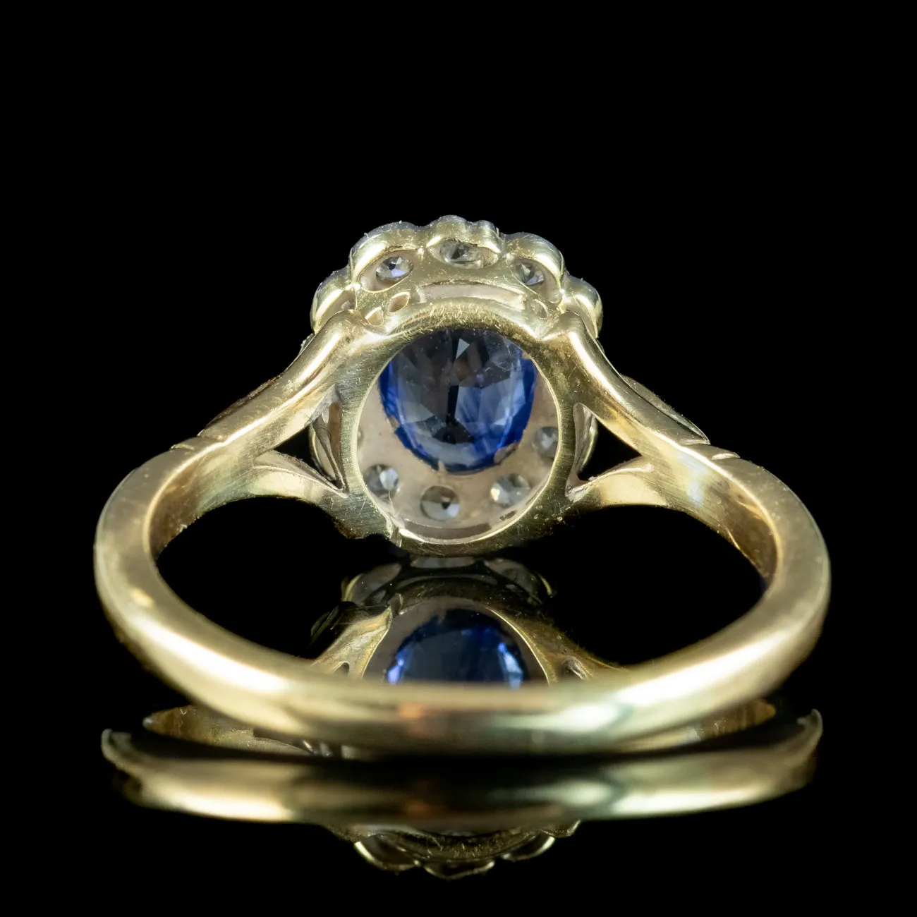 Antique Edwardian Sapphire Diamond Daisy Cluster Ring 0.50ct Sapphire