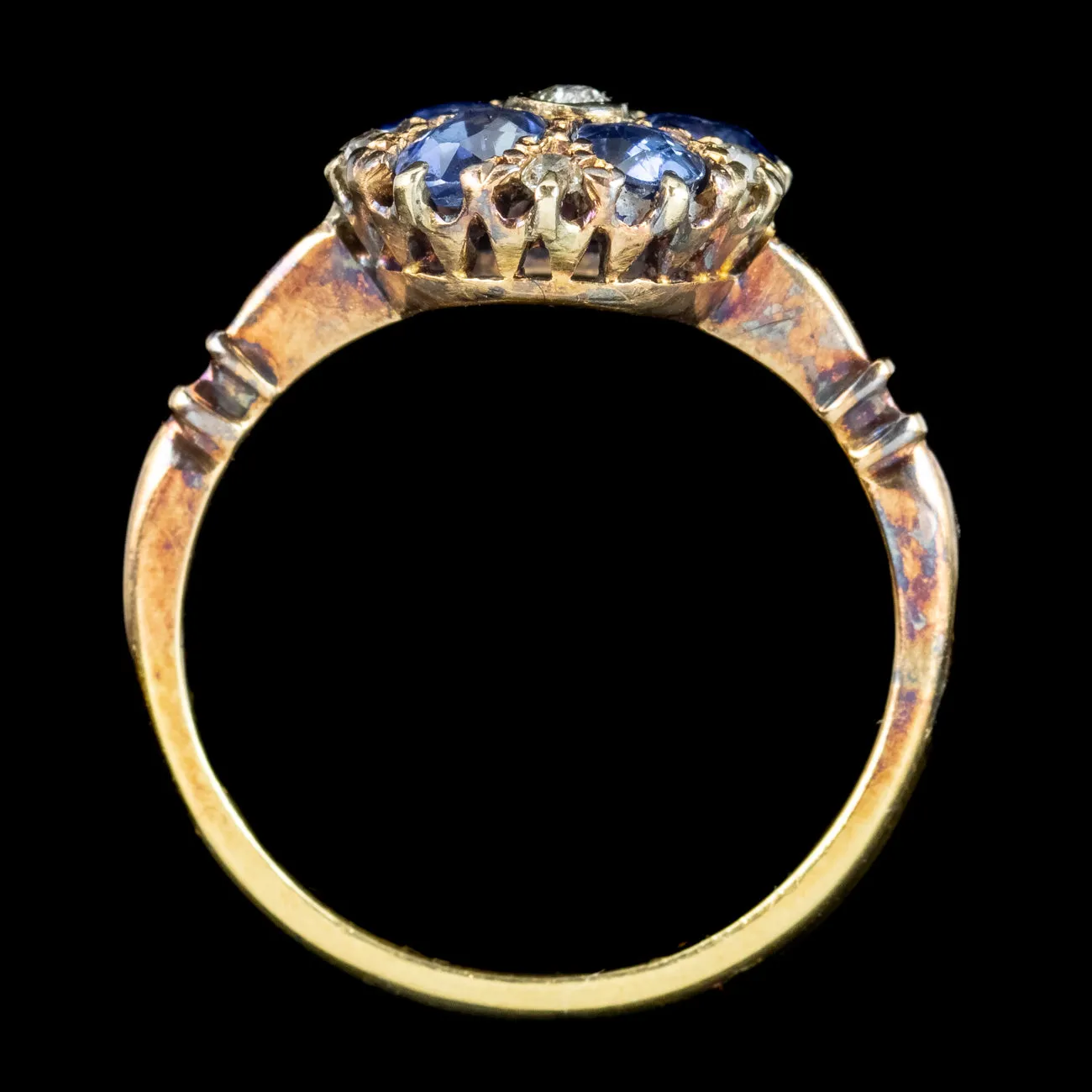 Antique Edwardian Sapphire Diamond Daisy Cluster Ring 0.50ct Sapphire