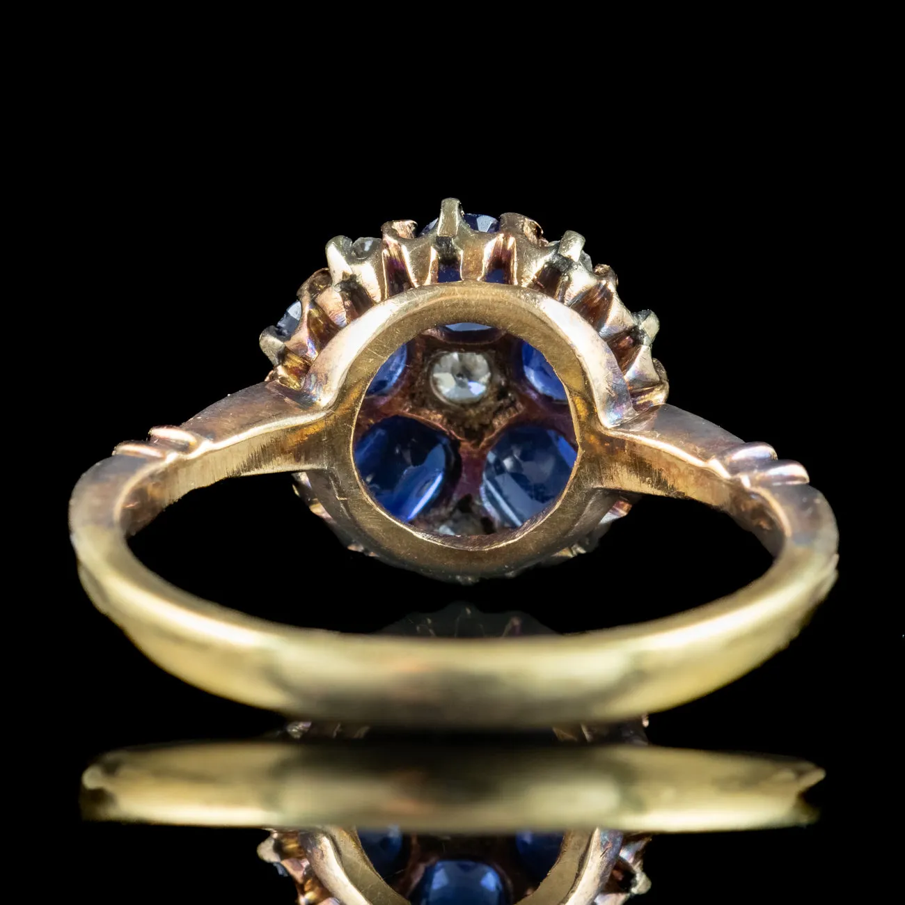 Antique Edwardian Sapphire Diamond Daisy Cluster Ring 0.50ct Sapphire