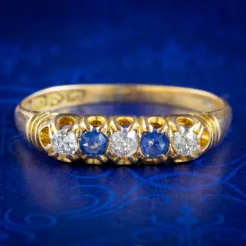 Antique Edwardian Sapphire Diamond Five Stone Ring Dated 1909