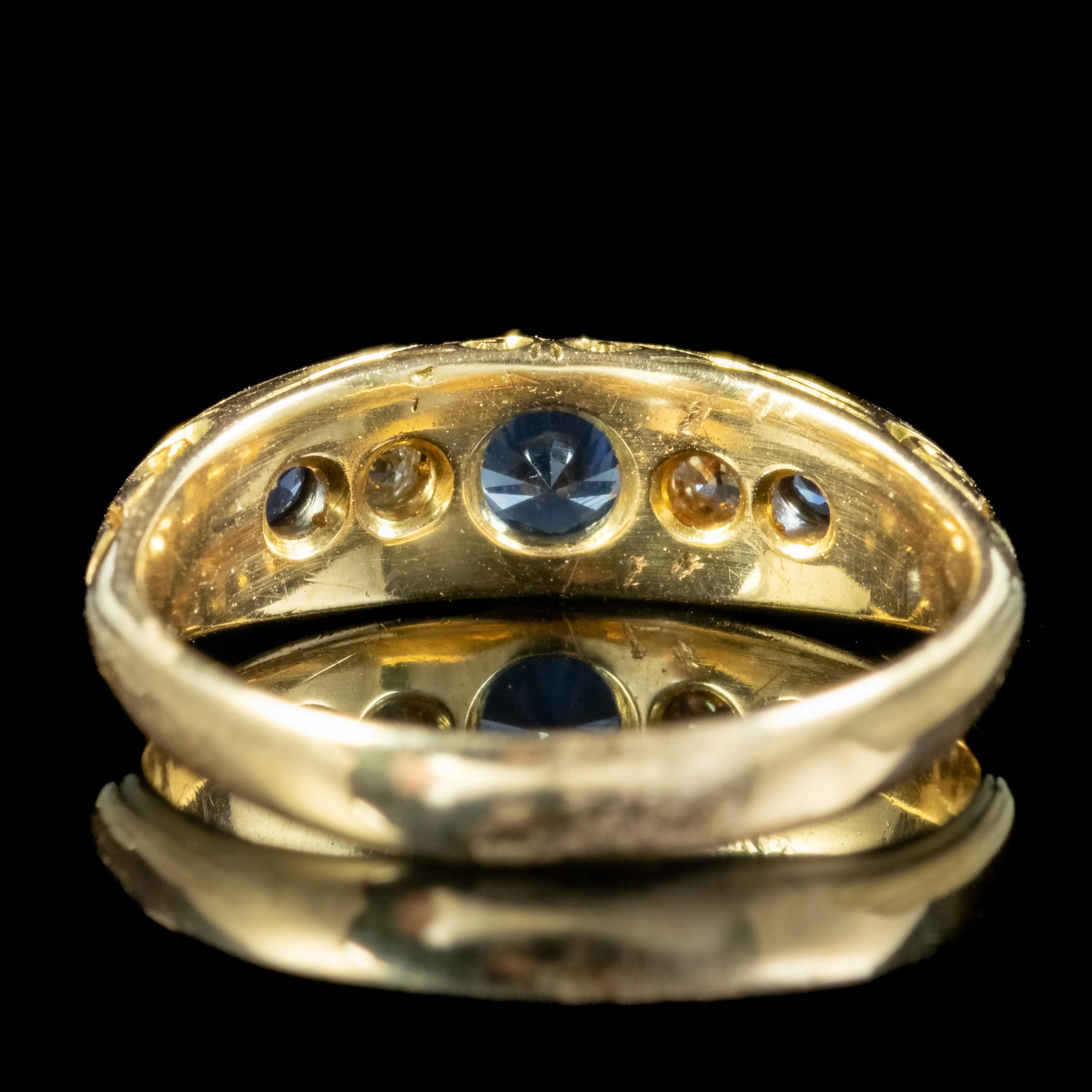 Antique Edwardian Sapphire Diamond Ring Dated 1916