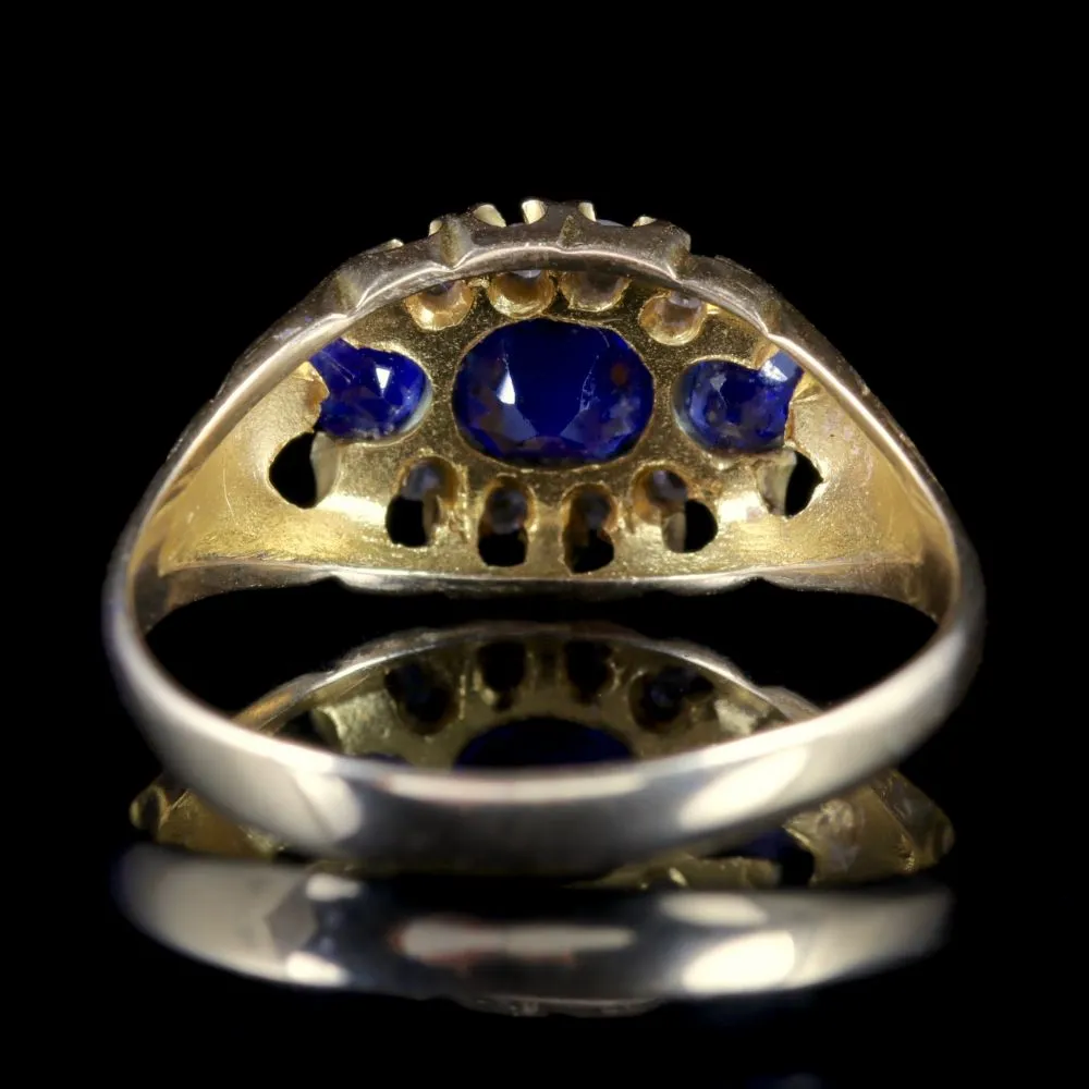 Antique Edwardian Sapphire Diamond Ring Dated Chester 1903