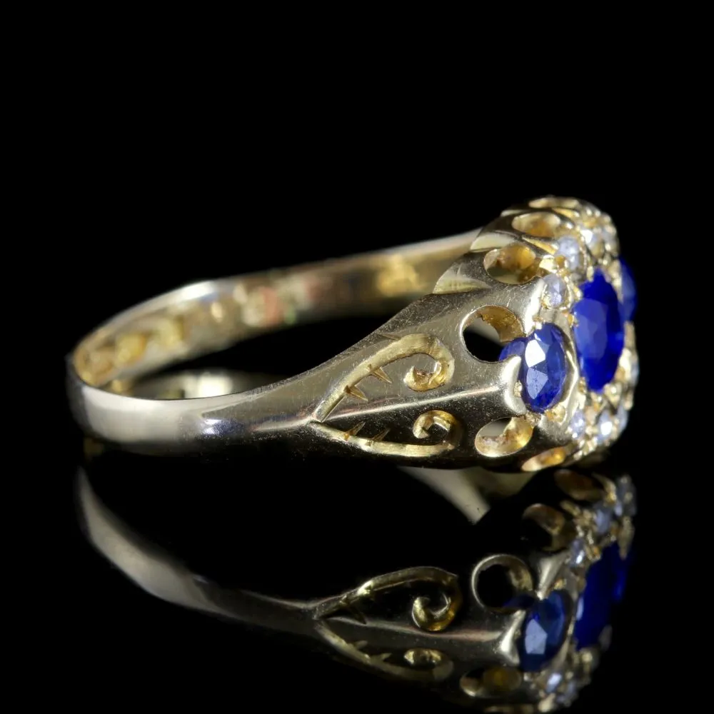 Antique Edwardian Sapphire Diamond Ring Dated Chester 1903