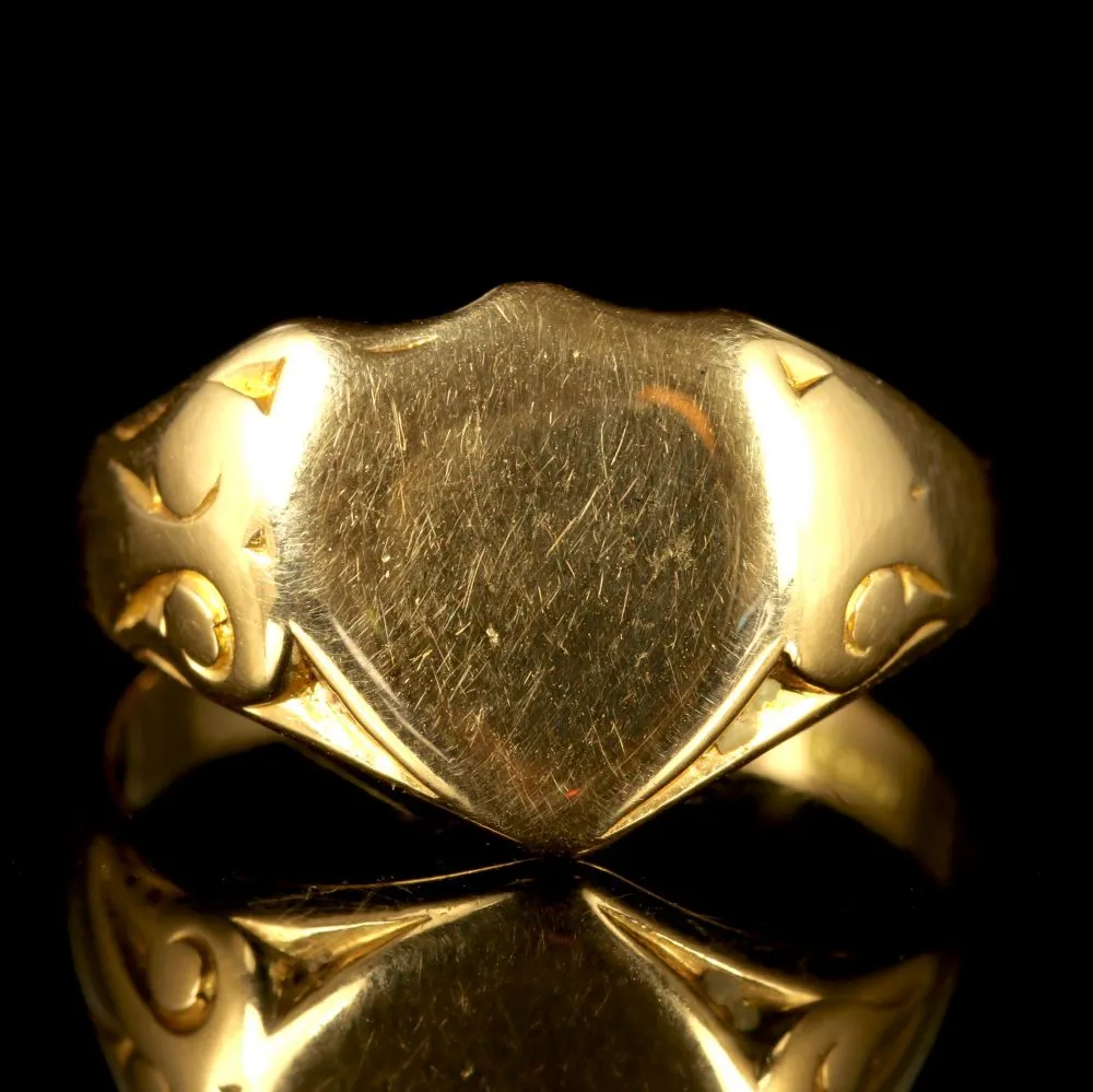 Antique Edwardian Shield Ring 18Ct Dated Chester 1910