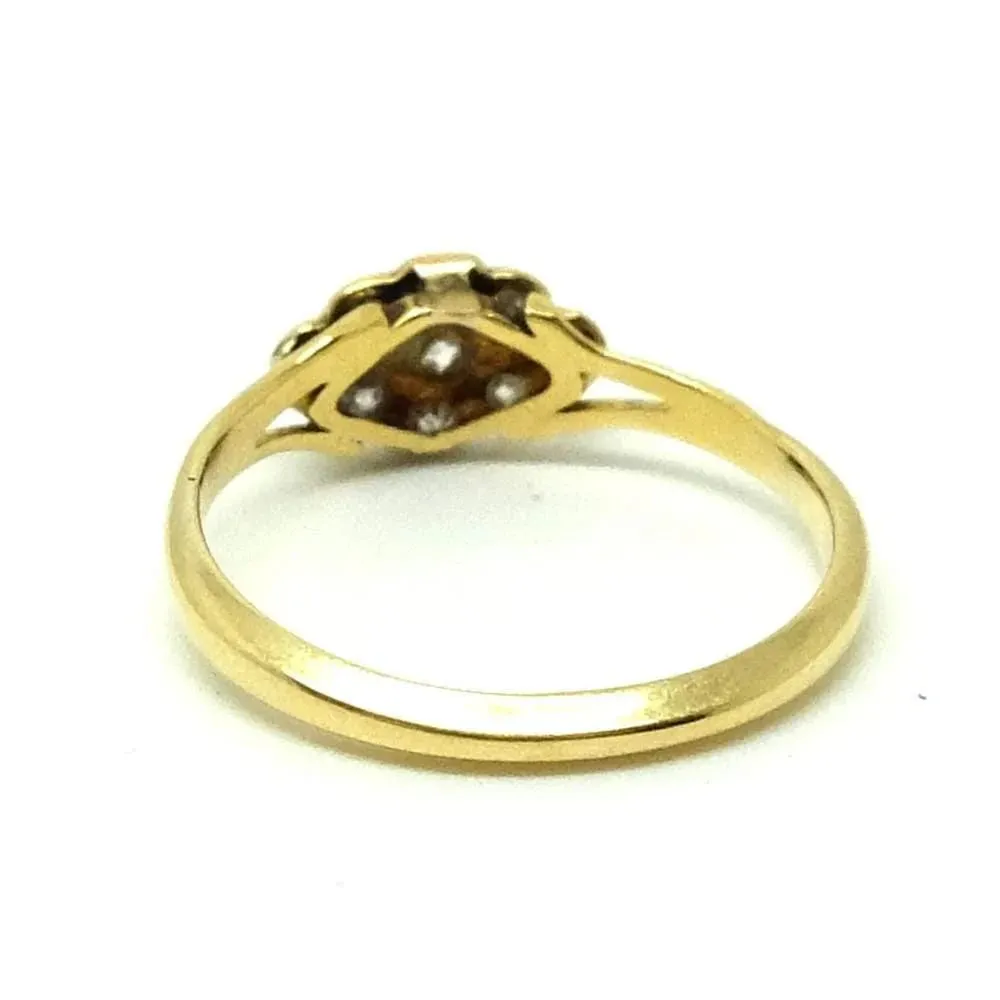 Antique Victorian Diamond Cluster 18ct Gold Ring