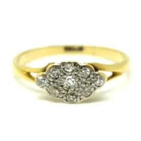 Antique Victorian Diamond Cluster 18ct Gold Ring