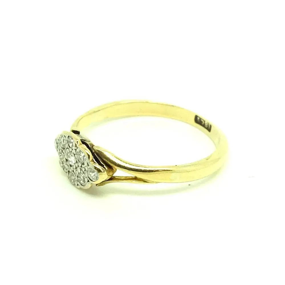 Antique Victorian Diamond Cluster 18ct Gold Ring