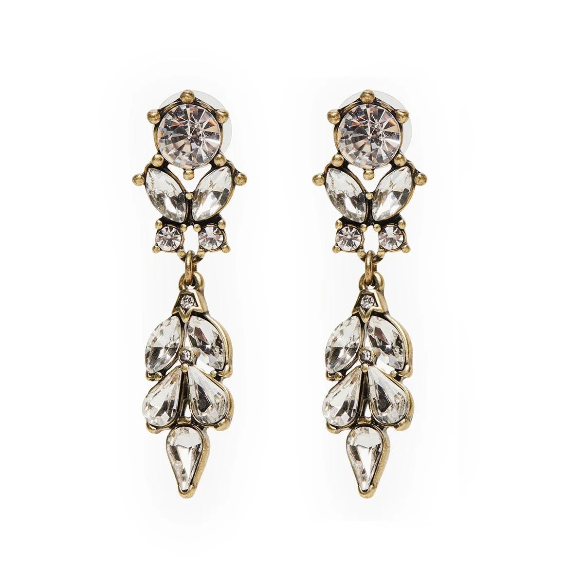 Antique Vintage Earrings: Diamante Drop Earrings