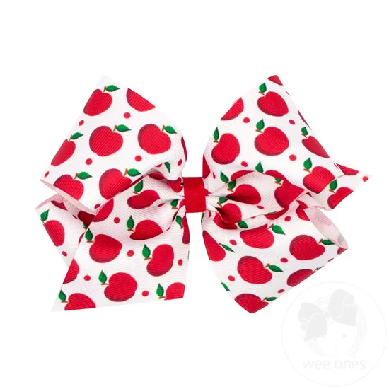 Apple Harvest Printed Grosgrain Hair Bow