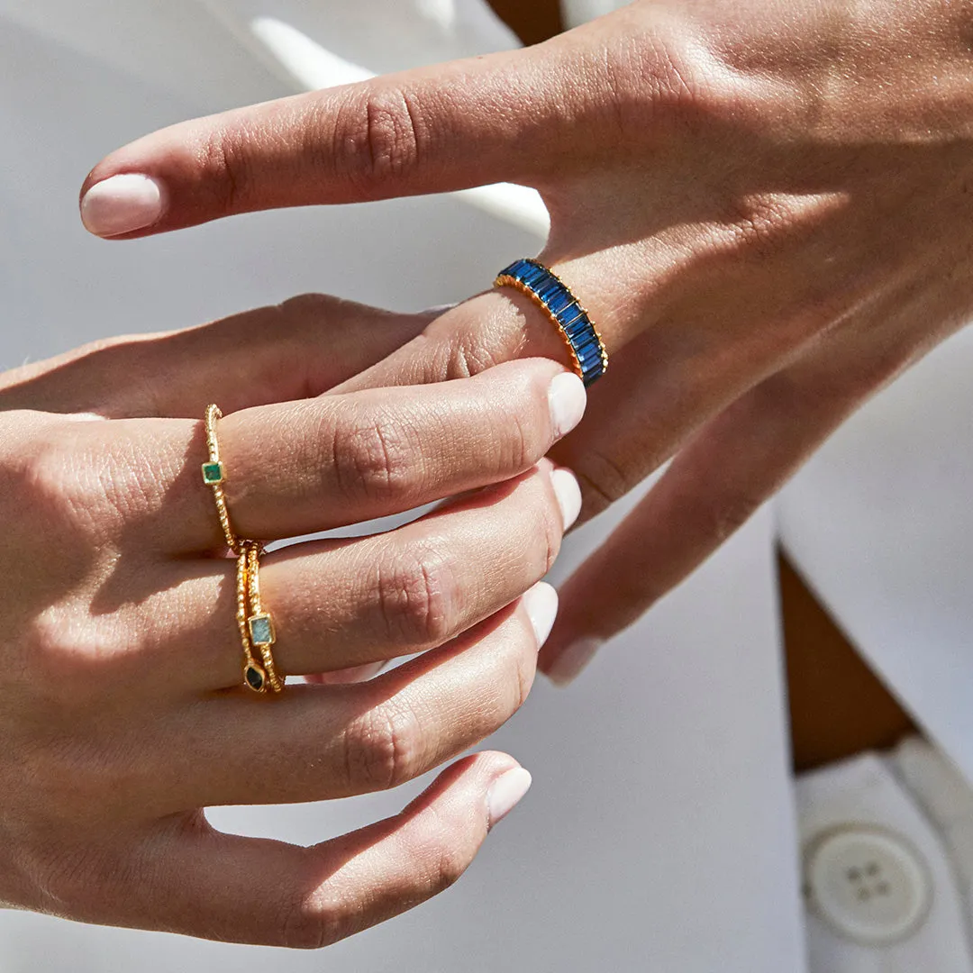 AQUAMARINE CROWN STACKER RING