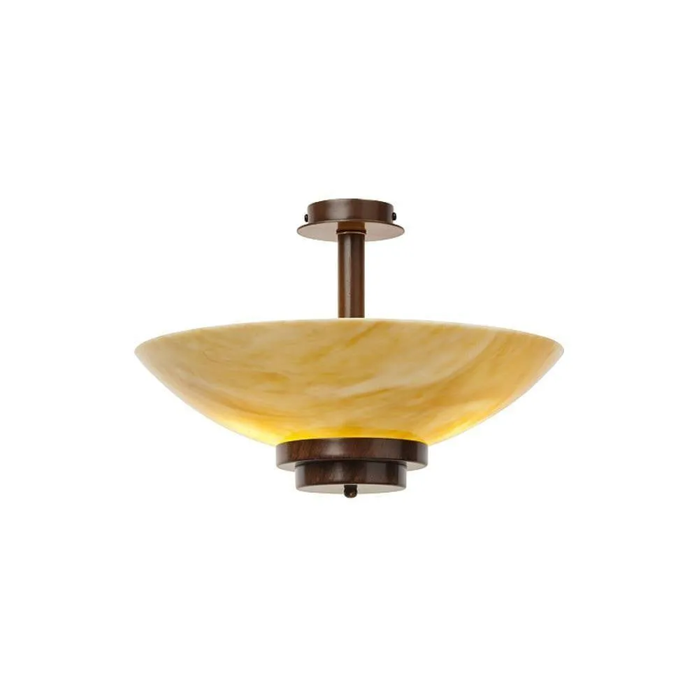 Art Deco Ceiling Light Stratton Antique Bronze Semi Flush  Kansa STRATTON 28