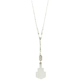 Art Deco Pressed Glass & Pearl Necklace by brunet