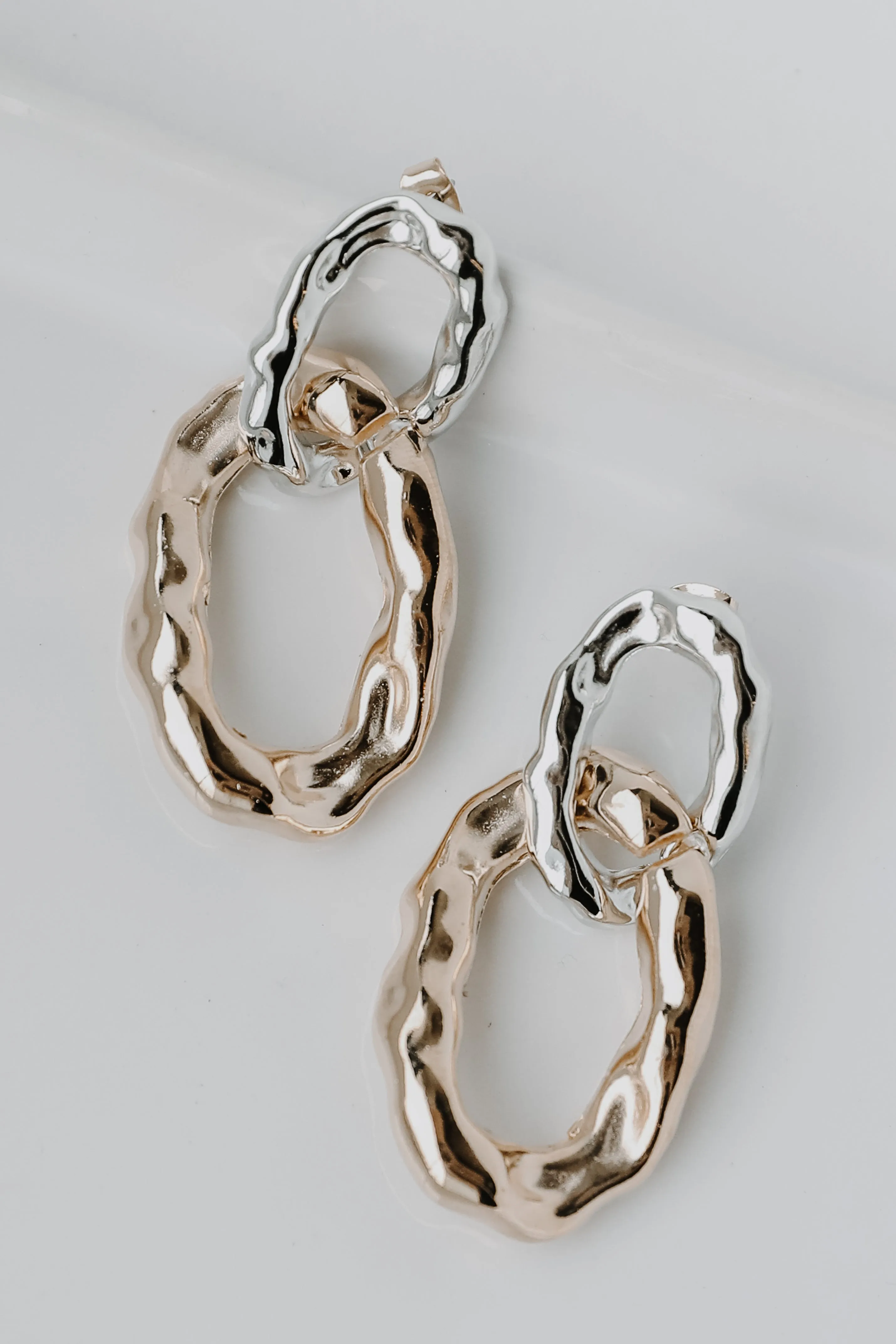 Aspen Gold Hammered Chainlink Drop Earrings